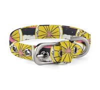 Yellow Lemon Slices Dog Collar with Metal Buckle Collar Handmade Traction Protective Sleeve for Small Medium Dogs Cats and Pets