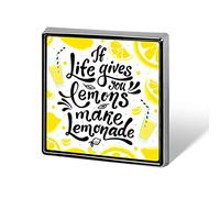 Yellow Lemon Slices If Life Gives You Lemons Make Lemonade Square Badge Smooth Surface Lapel Tie Pin, Lightweight Badge for Women Men Office Worker Nurse Teacher Student Shirts Backpack