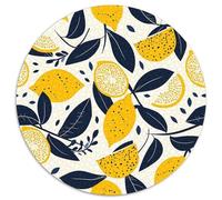 Yellow Lemon Slices Jigsaw 1000 Piece Round Puzzle Black-and-white Leaves Classic Games for Adults 1000pcs (67.5x67.5cm)