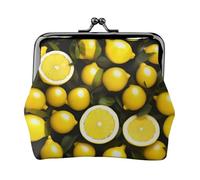 Yellow Lemon small wallets woman,wallets for women,coin purse for women,small womens wallet,with zipper and kiss lock, Black, One Size, Art Deco