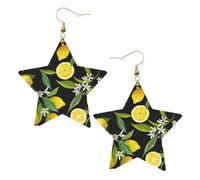 Yellow Lemon Statement Earrings for Women, Star Drop Earrings, Elegant Dangle Jewelry for Formal Gatherings