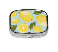 Yellow Lemon The Arts,Meta Pill Box 2 Compartment Medicine Case,Portable Organizer