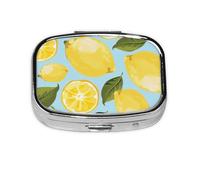 Yellow Lemon The Arts,Meta Pill Box 2 Compartment Medicine Case,Portable Organizer,Rectangle Meta Portable Organizer Pill Box 2322 Compartment Medicine Case