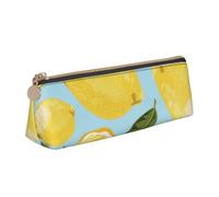 Yellow Lemon The Arts, Pencil Pouch Triangle Pen Case Portable Leather Pencil Bag with Zipper Cosmetic Pouch Bag