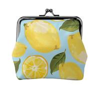 Yellow Lemon The Arts, PU Leather Coin Purse, Small Wallets, Change Pouch with Kiss Lock Clasp Buckle, Change Purse