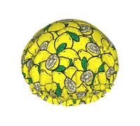 Yellow Lemon1 Printed Hair Cover, Dual Layer Bathing Cap For Thick Hair, Reusable Headgear For Women