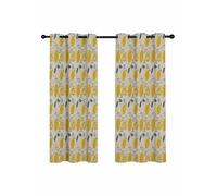 Yellow Lemons Blackout Curtains for Bedroom Living Room, Vintage Leaf Summer Fruit Plants Abstract 45 In Long Thermal Insulated Room Darkening Drapes Grommet Window Treatments, 42 x 45 In