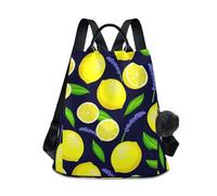 Yellow Lemons Fashion Backpack Women, Anti Theft Back Zipper, Multi Pocket, Stylish Printed Travel Daypack, Gift Keychain 17L