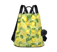 Yellow Lemons Print Womens Backpack, Back Zip Design, Printed Daypack for Travel, Shopping and Daily Use