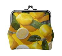 Yellow Lemons Printed Coin Purse Pouch-Mini Coin Wallet,Change Purse,Leather Coin Pouch Holder For Woman Girls, Black, One Size, Modern,european Style, Retro