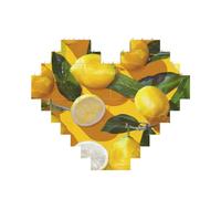 Yellow Lemons Printed Jigsaw Puzzle 10.8x12.8 CM, Heart-Shaped Puzzle Challenging Game for Adults Gifts, Family Fun Decorative Wall Decor