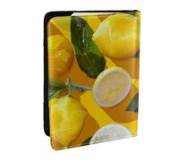 Yellow Lemons Printed Passport Holder - 6.5 x 4.5 Inch RFID Blocking Travel Wallet,Stylish Passport Cover,Lightweight Document Organizer for Cards