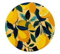 Yellow Lemons Seamless Pattern Small Round Mouse Pad, Anti-Slip Rubber Computer Mousepad for Office Home Gaming Laptop, 10 x 10 Inch