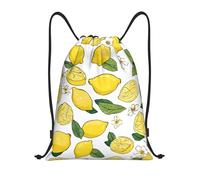 Yellow Lemons Title: Lightweight Drawstring Duffel Bag â€“ Water-Resistant Foldable Gym Sack with Adjustable Shoulder Strap, Ideal for Sports, Yoga, Travel and School