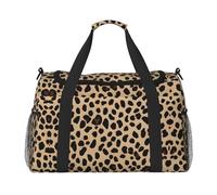 (Yellow Leopard Print) Durable Twill Travel Tote Bag Large Capacity Handheld & Crossbody Bag for Weekend Trips,Sports,and Outdoor Activities