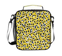 Yellow Leopard Print Lunch Box for Boys Girls Adults Lunchbox Insulated Lunch Bag with Adjustable Shoulder Strap Kids Tote Bags Cooler for Work School Picnic