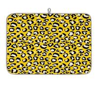 Yellow Leopard Print Microfibre Dish Drying Mat Leopard Pattern Absorbent Dish Drying Drainers Mats for Kitchen Spoon Glass Plate 40.6 x 45.7 cm