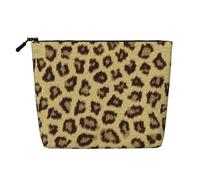 Yellow Leopard Print Patterned Women's Cosmetic Bag, Single Layer Toiletry Bag, Suitable for Daily Storage, Travel, and Business Trips.