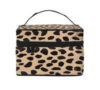 Yellow Leopard Print -Print Waterproof Large Cosmetic Bag for Travel & Gym, Makeup Organizer with 4 Elastic Straps & Compartments,Premium Twill Fabric.