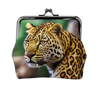 Yellow Leopard Print Printed Kiss Lock Coin Pouch Faux Leather Mini Clutch for Travel Shopping and Daily Outing