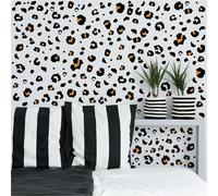 Yellow Leopard Print Wall Stickers 10 Sheets/430 Pcs Retro Wall Decals for Room Office Bedroom Living Decor Peel and Stick Art Sticker DIY Murals Cartoon Sticker Waterproof Vinyl Walles Decal