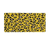 Yellow Leopard Skin Print Extended Mouse Pad Large Desk Mat with Non Slip Rubber Base Stitched Edges Gaming Mouse Pad for Keyboard Office Home 40 x 90 CM
