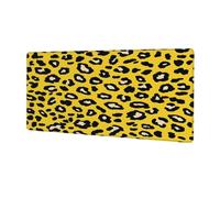 Yellow Leopard Skin Print Extended Mouse Pad Large Desk Mat with Non Slip Rubber Base Stitched Edges Gaming Mouse Pad for Keyboard Office Home 30 x 80 CM