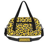 Yellow Leopard Skin Print Kids Duffel Bag for Boys Girls, Lightweight Travel Weekender Bag with Adjustable Strap, Overnight Gym Bag Toddler Sports Duffle for Workout Dance