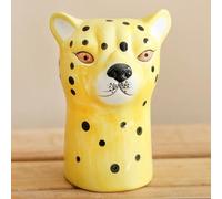 Yellow Leopard Vase, Ceramic Colourful Animal Head Flower Vase, Novelty Animal Head Planter, Decorative Flower Pot for Dried or Fresh Flowers