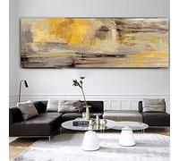 Yellow Light Grey Canvas Wall Art Office Decor Modern Home Decor Retro Posters and Prints Nordic Style Room Decor 60x180cm Frameless