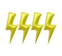 Yellow Lightning Bolt Foil Balloon - 4 Pack 32in Large Metallic Flash Shape Decorations, Mylar Balloons for Event Styling, Theme Birthday, Party Backdrops, Celebration Decor