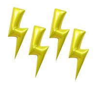 Yellow Lightning Bolt Foil Balloons - 4 Pack 33in Large Metallic Flash Shape Decorations - Mylar Display Balloons for Event Styling, Party Backdrops & Celebration Decor (For Decorative Use Only, 14+)