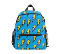 Yellow Lightning Symbol Pattern Toddler Backpack, Boy Backpack Preschool Bag Kindergarten Schoolbag Nursery Travel Bag for Girl