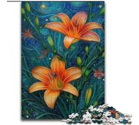 Yellow Lilies in The Night Sky Jigsaw Puzzles for Adults 1000 Jigsaws, Suitable for Ages 14 And Up Toy Wall Decor Birthday And Unique Gifts (26x38cm)