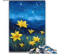 Yellow Lilies in The Night Sky Jigsaw Puzzles for Teenagers, Learning Educational Toys Family Games Suitable for Desktop Decoration (70x100cm)