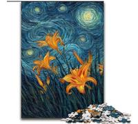 Yellow Lilies in The Night Sky JigsawPuzzle 1000 Pieces for Teenagers, Challenging Game And Family Play Parent-child Interaction (26x38cm)