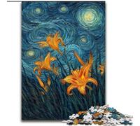 Yellow Lilies in The Night Sky Jigsaws 1000 Pieces for Teenagers, Challenging Game Gifts for Is Ideal As A Gift for The Whole Family (50x75cm)