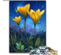 Yellow Lilies in The Night Sky Puzzles 1000 Pieces for Teenagers, Challenging Game for Is Ideal As A Gift for The Whole Family (50x75cm)