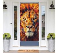 Yellow Lion Head Door Banners for Front Doors, Spring Summer Decorative Door Cover Welcome Porch Banner Decoration Hanging Wall Background for Party Supplies Indoor Outdoor Home Decor