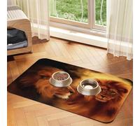 Yellow Lion Printed Pet Bowl Mats, Non-Slip And Tasteless Dog And Cat Feeding Mats