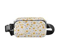 Yellow Little Fresh Flower Bloom Fashionable Waist Pack Crossbody Bag for Women Men Teens Multipurpose Running Belt Bag Waist Pack with Adjustable Strap for Travel Shopping Running