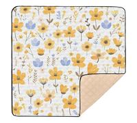 Yellow Little Fresh Flower Bloom Soft Padded Baby Girl Play mat for Floor Comfortable Foldable Activity Entertainment Mat for Baby Kids Toddlers Infants, 50'' x 50''tapete Piano para Bebes