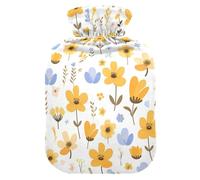 Yellow Little Fresh Flower Bloom Water Bottle for hot Water with Soft Cover, 2L hot Water Bag for Arthritis, Hand Feet Warmer, Bolsa para agua Caliente para Dolor