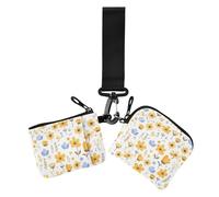 Yellow Little Fresh Flower Bloom Women's Coin Purses Card Cases Small Portable Card Organizer Purse with Zipper Coin Pocket for Work Travel 2 Packs, yellow little fresh flower bloom, 1 size, Casual