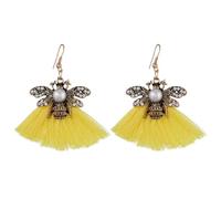Yellow Long Tassel Earrings Alloy Fringe Dangle Statement
