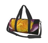 Yellow Lotus Flower Printed Round Travel Duffel Bag Large Overnight Weekend Bags for Hiking, Vacations, Gym, Sports