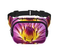 Yellow Lotus Flower Square Double-Layer Waist Bag with All-Over Print,Durable Twill Fabric, Multi-Pocket Fanny Pack for Outdoor Sports Travel