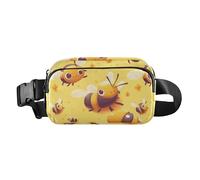 Yellow Lovely Bee Paradise Cartoon Fashionable Fanny Pack Waist Bag for Men Women Small Crossbody Belt Bag with Adjustable Strap for Travel Vacation Running, Yellow Lovely Bee Paradise Cartoon, One