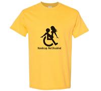 (Yellow, M) Handicap Not Disabled Funny Joke Rude Offensive Slogan Men T Shirt Tee Top