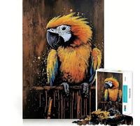 Yellow Macaw Painting Jigsaw Puzzle 1000 Logic Thinking Play Expert Cutting Craftsmanship Quiet Time Mind Exercise at Home (50x75cm)